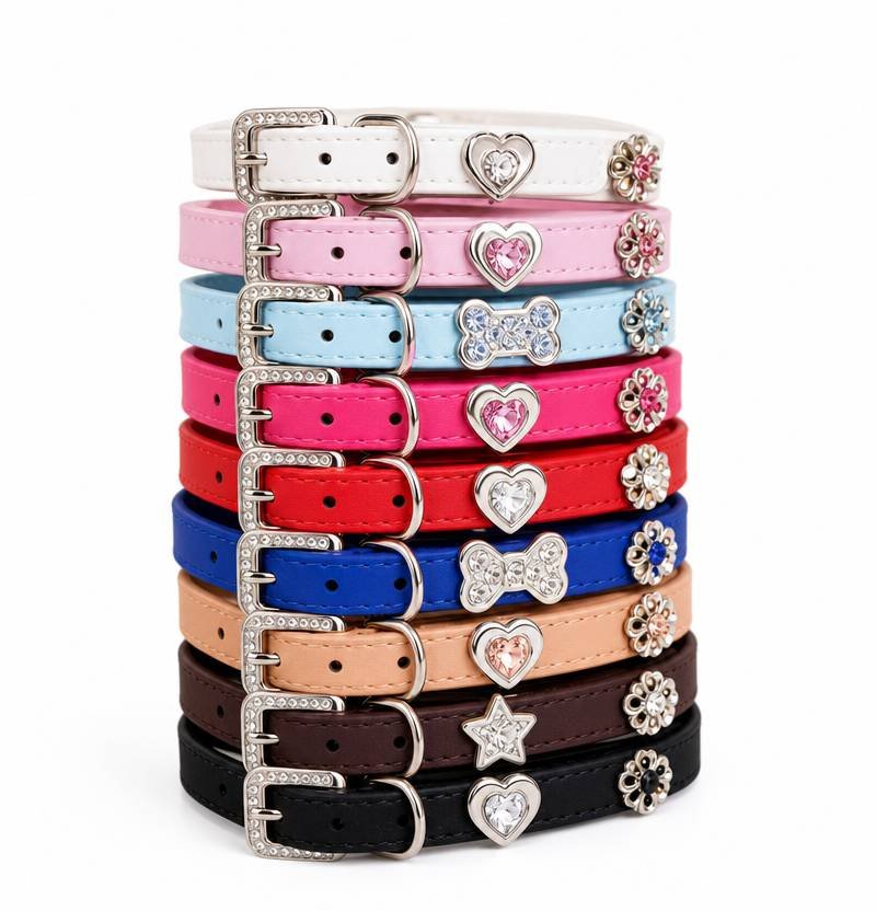 Personalized crystal dog collar with rhinestone detailing